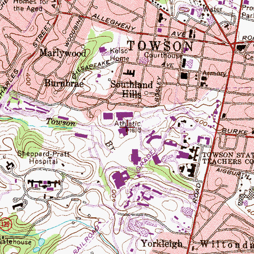 Topographic Map of Burdick Hall, MD
