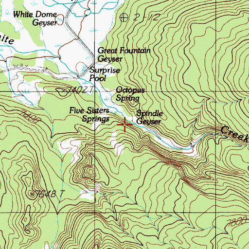 Topographic Map of Spindle Geyser, WY