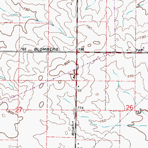 Topographic Map of Dodge Cemetery, IL