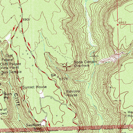 Topographic Map of Badger House Overlook, CO