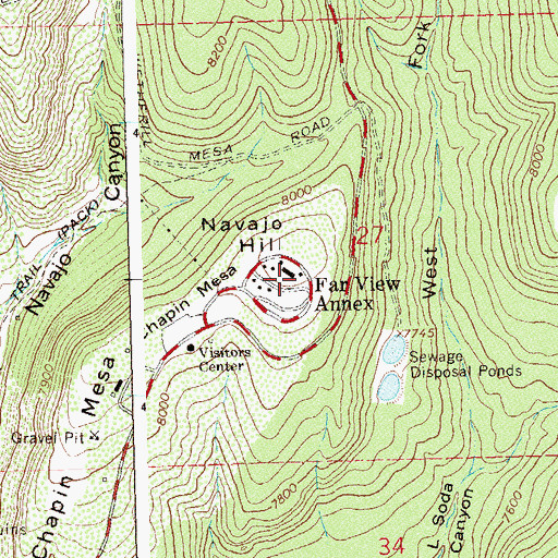 Topographic Map of Far View Lodge, CO