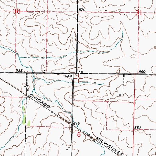 Topographic Map of Ault Road Cemetery, IL