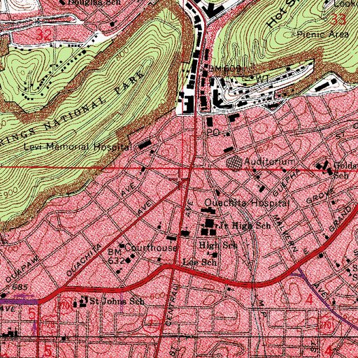 Topographic Map of Como Square, AR
