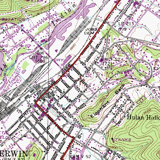 Topographic Map of Bethany Lutheran Church, TN