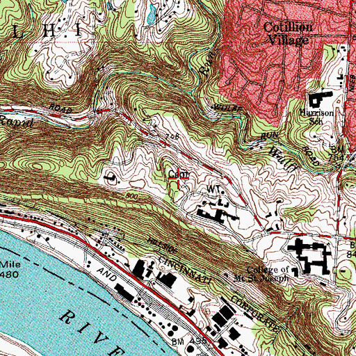 Topographic Map of Mount Saint Joseph Cemetery, OH