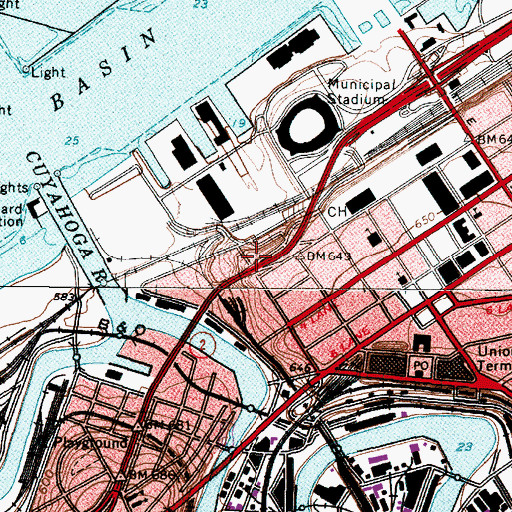 Topographic Map of Bardons and Oliver Building, OH