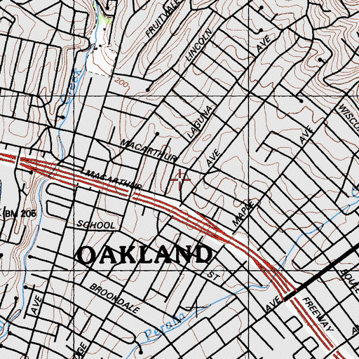 Topographic Map of Fruitvale Presbyterian Church, CA