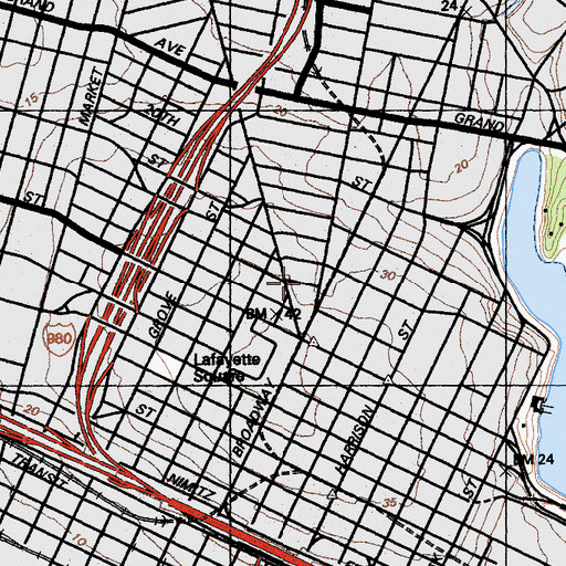 Topographic Map of Latham Square Building, CA
