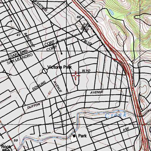Topographic Map of All Saints Episcopal Church, CA