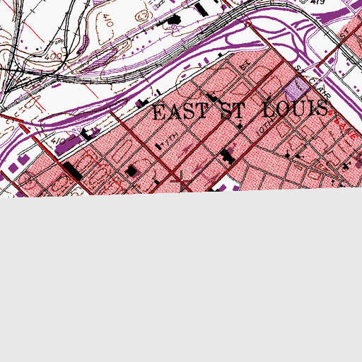 Topographic Map of East Saint Louis Public Library, IL