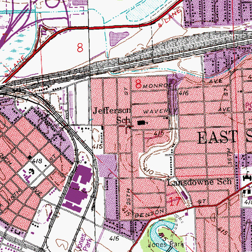 Topographic Map of Lansdowne Church of Christ, IL