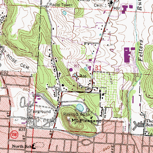 Topographic Map of Waterworks Hill, OH