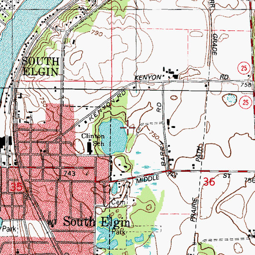 Topographic Map of Kenyon Farm County Forest Preserve, IL