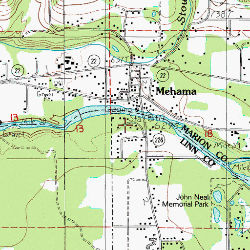 Topographic Map of Lyons Mehama County Park, OR