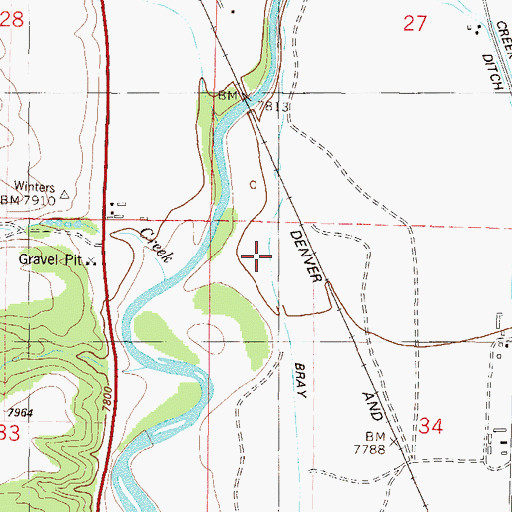Topographic Map of Bray Ditch, CO