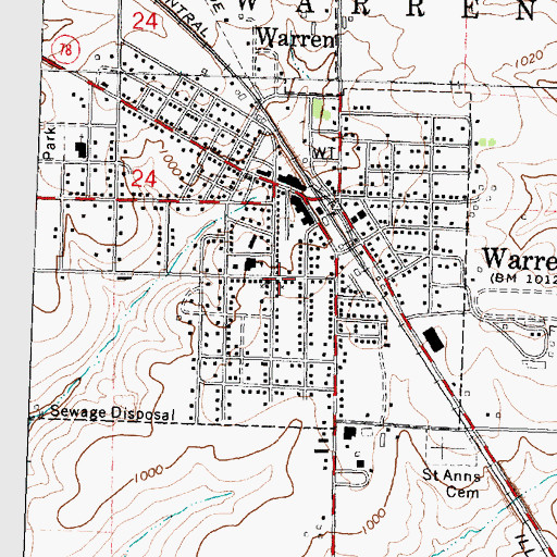 Topographic Map of Warren United Methodist Church, IL