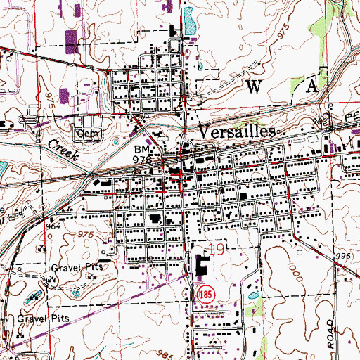 Topographic Map of Versailles Post Office, OH