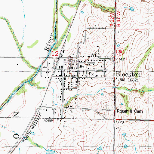 Topographic Map of Blockton Baptist Church, IA