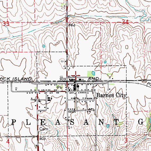 Topographic Map of Barnes (historical), IA