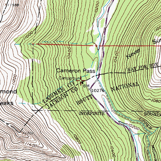 Topographic Map of Cameron Pass Rest Area, CO