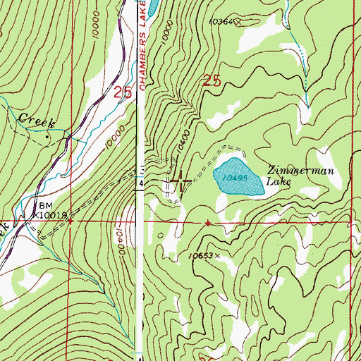 Topographic Map of Zimmerman Lake Trailhead, CO