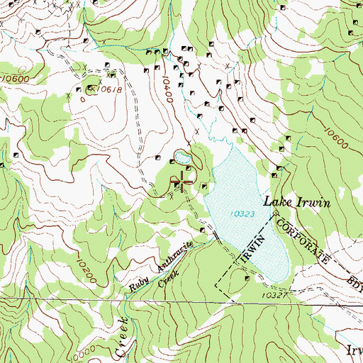 Topographic Map of Lake Irwin Campground, CO