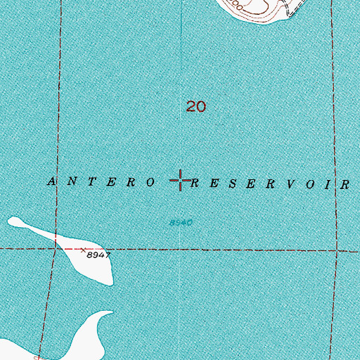 Topographic Map of Antero Reservoir Recreation Area, CO