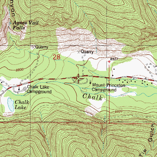 Topographic Map of Mount Princeton Campground, CO