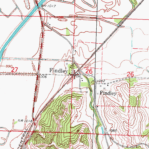 Topographic Map of Findlay, IA