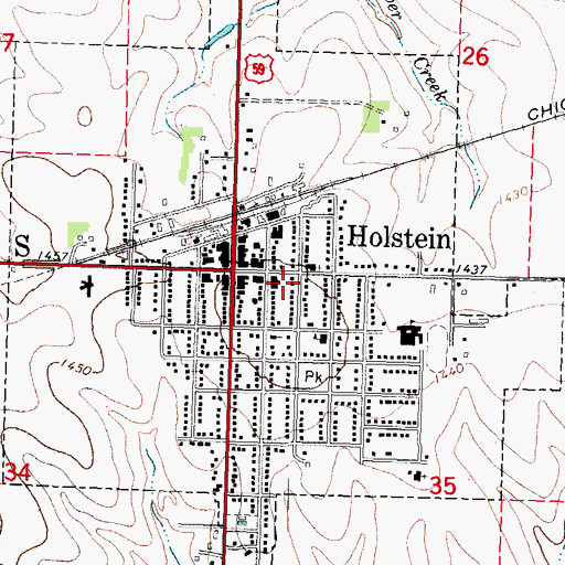 Topographic Map of Holstein City Library, IA