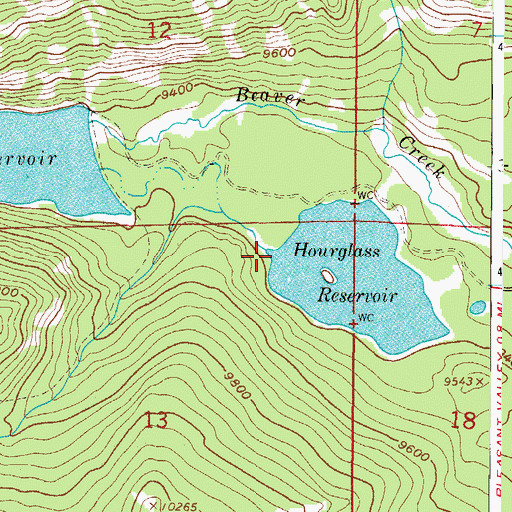 Topographic Map of Hourglass Dam, CO