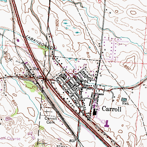Topographic Map of Carroll Post Office, OH