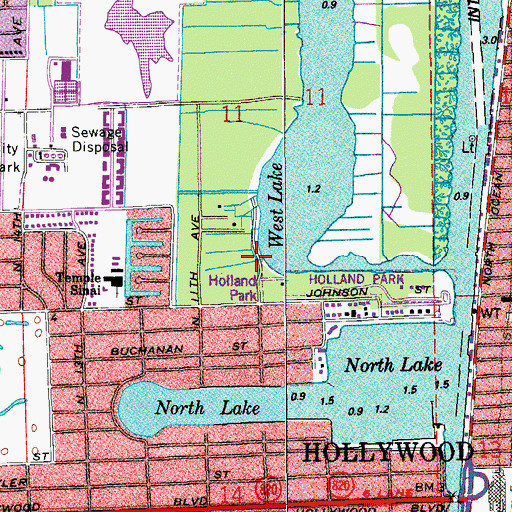 Topographic Map of Holland Park, FL