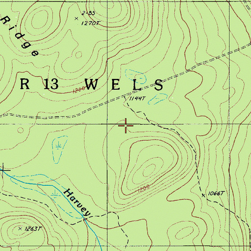 Topographic Map of T12 R13 WELS, ME
