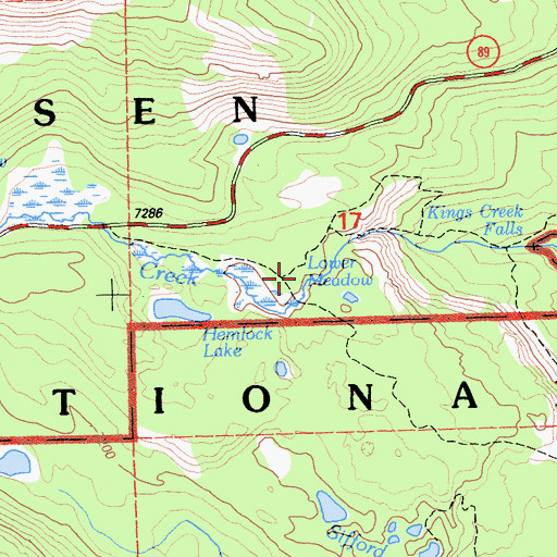 Topographic Map of Lower Meadow, CA