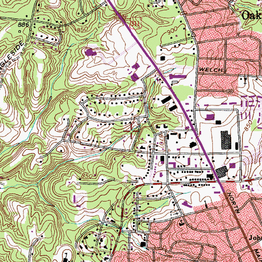 Topographic Map of Hedgecock Park, NC