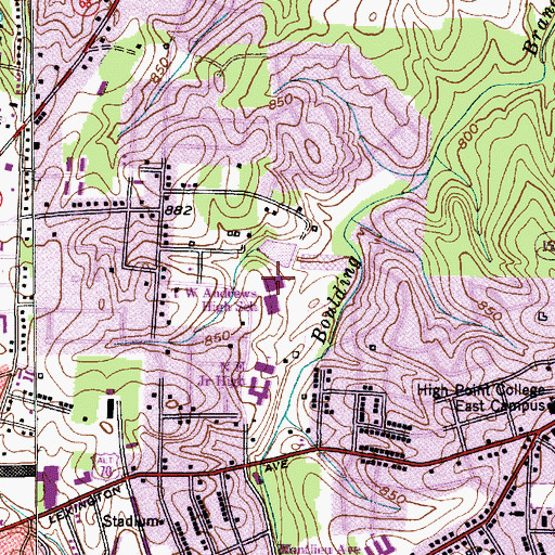 Topographic Map of T W Andrews High School, NC
