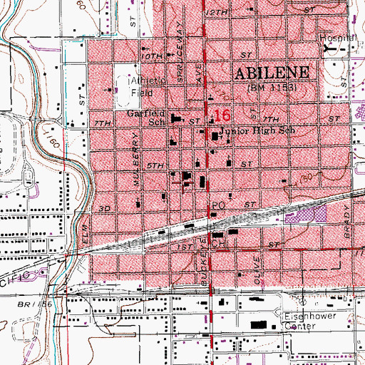 Topographic Map of Abilene Public Library, KS