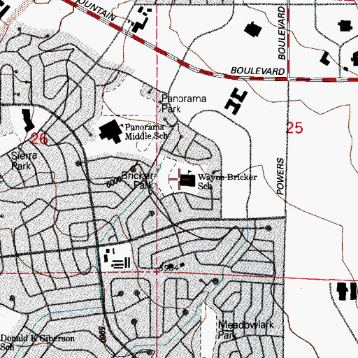 Topographic Map of Bricker Elementary School, CO