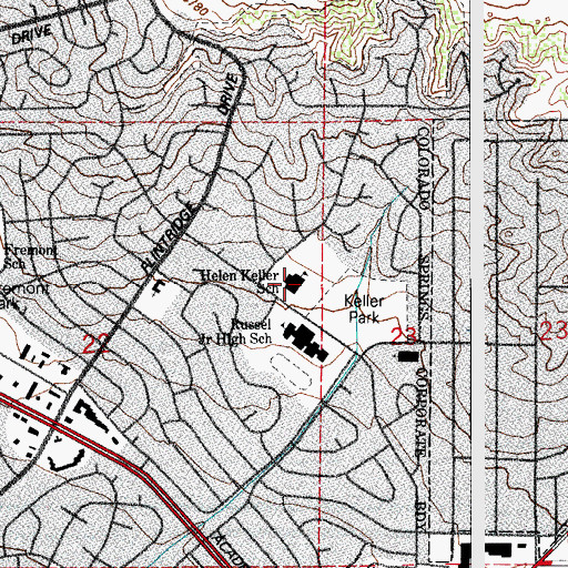 Topographic Map of Helen Keller Elementary School, CO
