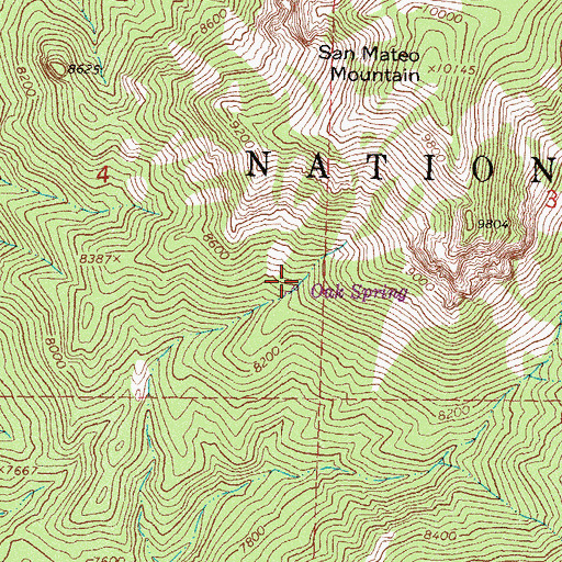 Topographic Map of Oak Spring, NM