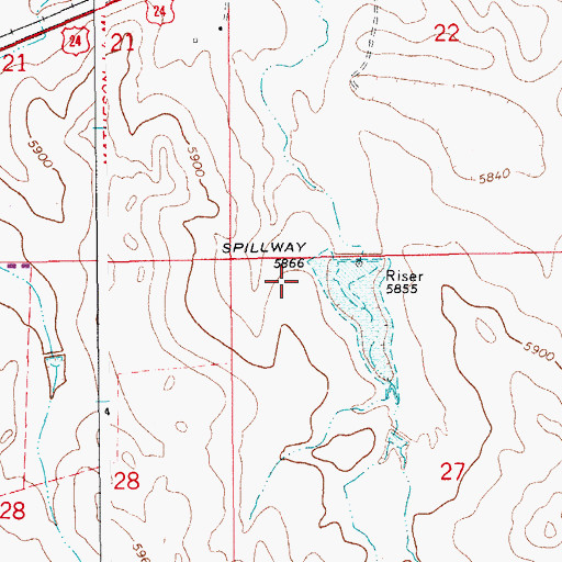 Topographic Map of Big Sandy Creek Watershed S-22 Reservoir, CO