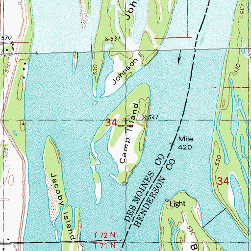 Topographic Map of Camp Island, IA
