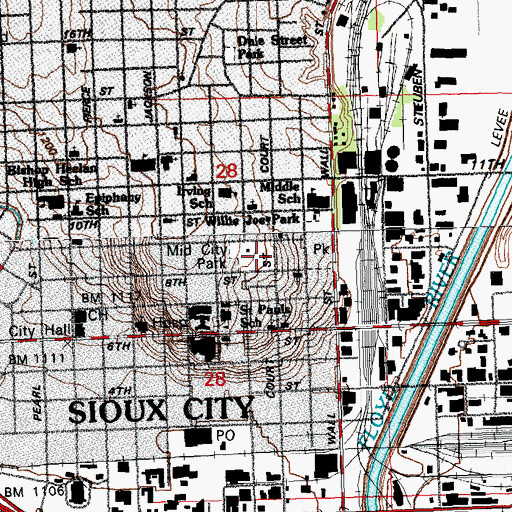 Topographic Map of Mid City Park, IA