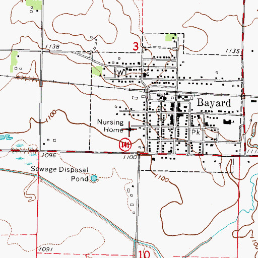 Topographic Map of Bayard Nursing and Rehabilitation Center, IA