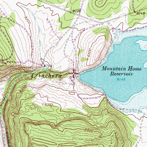 Topographic Map of Mountain Home Dam, CO