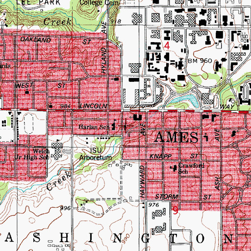 Topographic Map of Collegiate United Methodist Church, IA