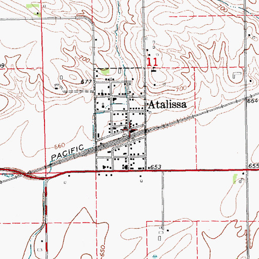 Topographic Map of Atalissa Volunteer Fire Department, IA