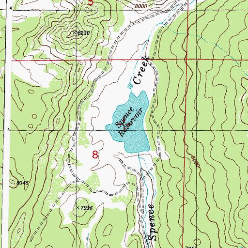 Topographic Map of Spence Reservoir, CO