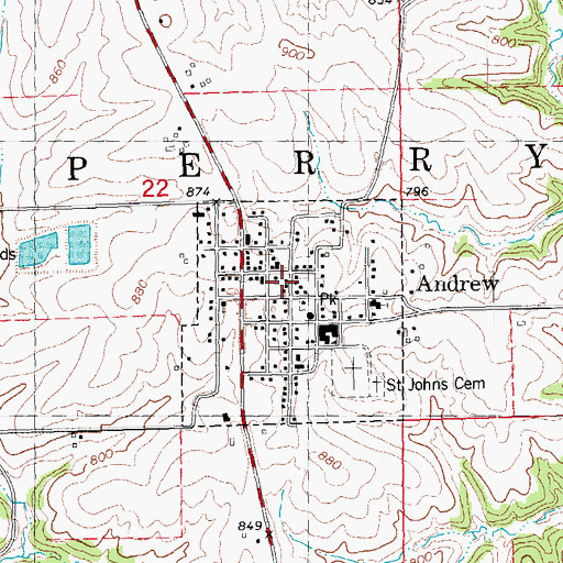 Topographic Map of Andrew Post Office, IA